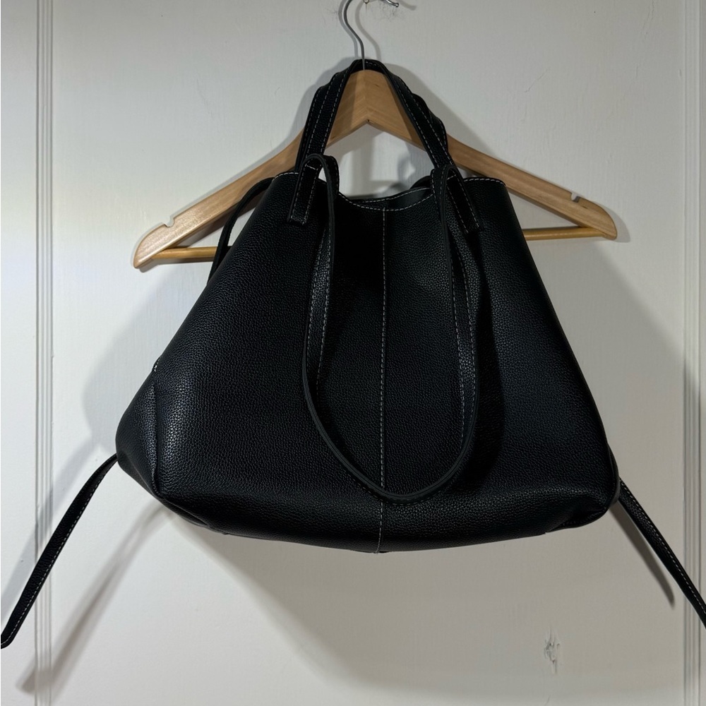 Vegan leather black tote